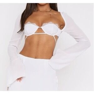 White Fox Boutique Women's Level Up Long Sleeve Crop Top Lipstick Pink XS